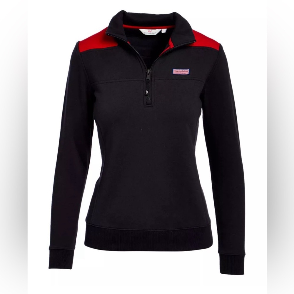 NWT Vineyard Vines Women's Shep Shirt Black with Maroon Shoulders XS